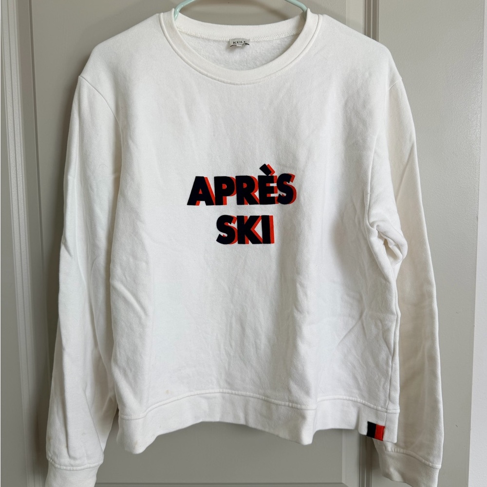 KULE White 'Après Ski' Graphic Sweatshirt with Red & Black Lettering